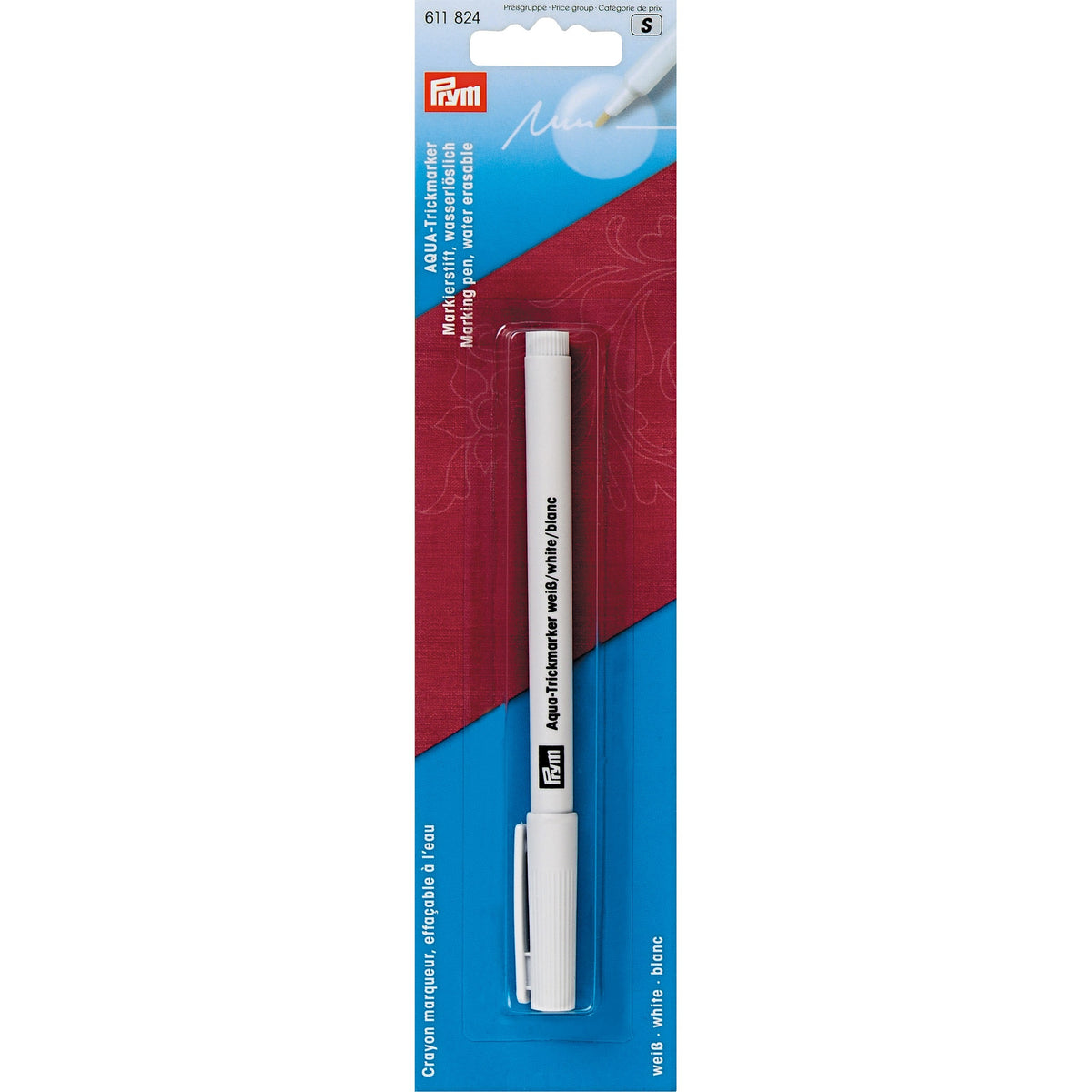 Prym-Aqua marking pen water erasable white1pc