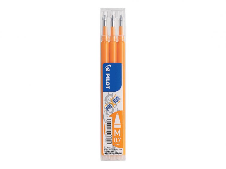 Pilot FriXion Pen Iron off Gel Pen REFILLS, Pack 3 Medium Tip, APRICOT ORANGE