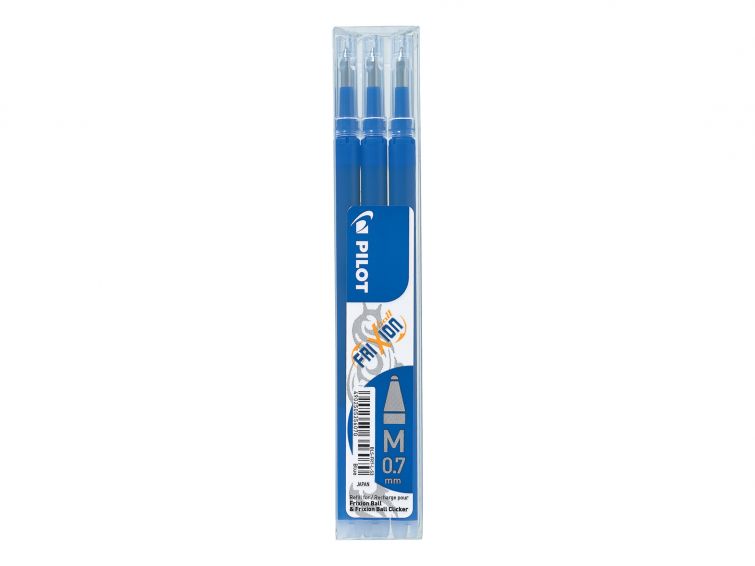 Pilot FriXion Pen Iron off Gel Pen REFILLS, Pack 3 Medium Tip, BLUE