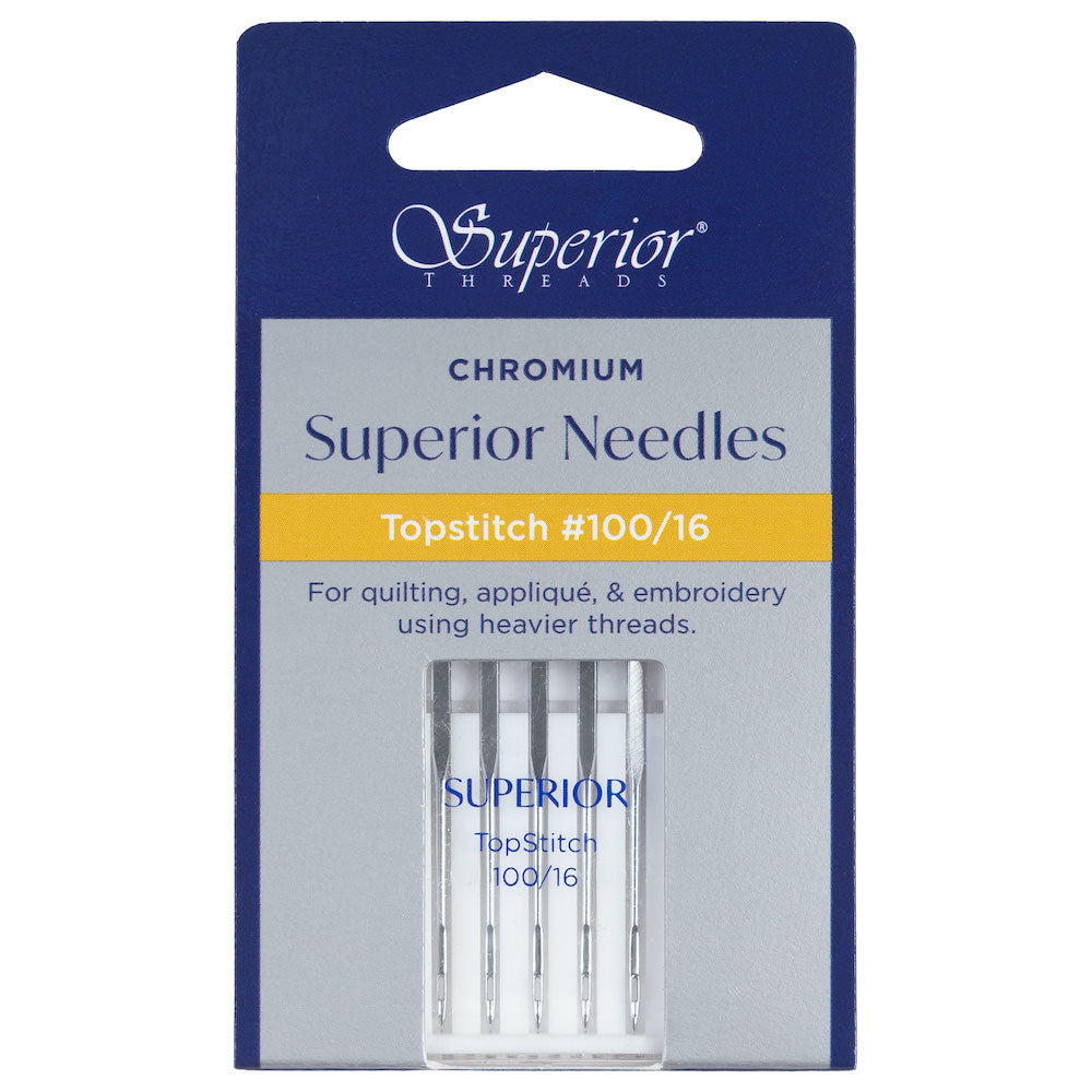 Chrome Plated Sewing Machine Needle Size 100/16 Topstitch Pack of 5