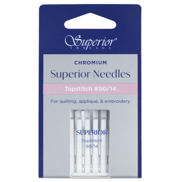 Chrome Plated Sewing Machine Needle Size 90/14 Topstitch Pack of 5