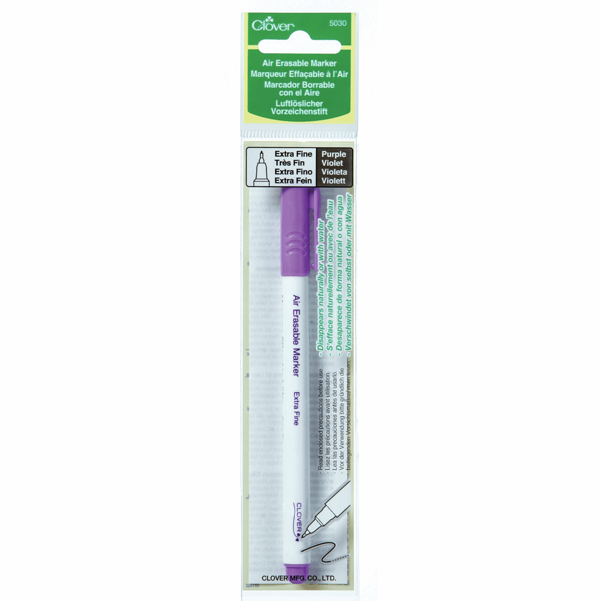 Clover Fabric Marker Pen Air Erasable Extra Fine Purple