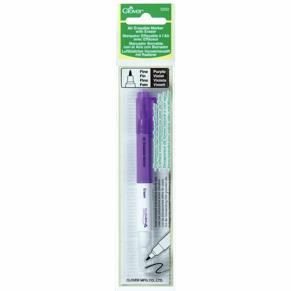 Clover Fabric Marker Pen with Eraser Air Erasable Fine Purple