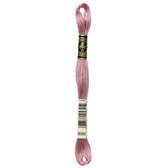 DMC Mouline 6 Strand Cotton 3688 Mauve Medium 8m Skein