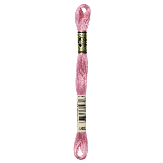 DMC Mouline 6 Strand Cotton 3806 Cyclamen Pink Light 8m Skein