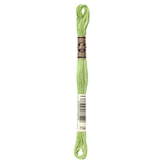 DMC Mouline 6 Strand Cotton 704 Chartreuse Bright 8m Skein