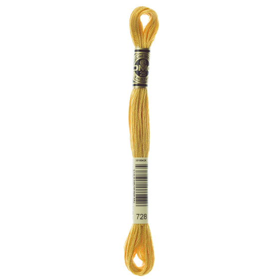 DMC Mouline 6 Strand Cotton 728 Golden Yellow 8m Skein