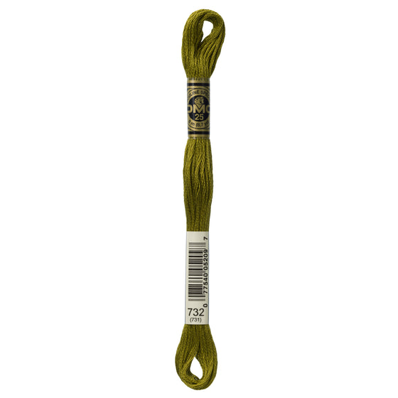 DMC Mouline 6 Strand Cotton 732 Olive Green 8m Skein