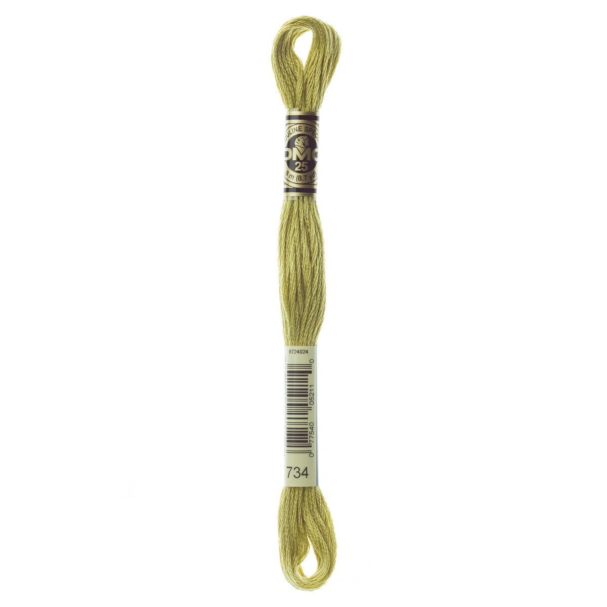 DMC Mouline 6 Strand Cotton 734 Olive Green Light 8m Skein