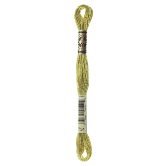 DMC Mouline 6 Strand Cotton 734 Olive Green Light 8m Skein