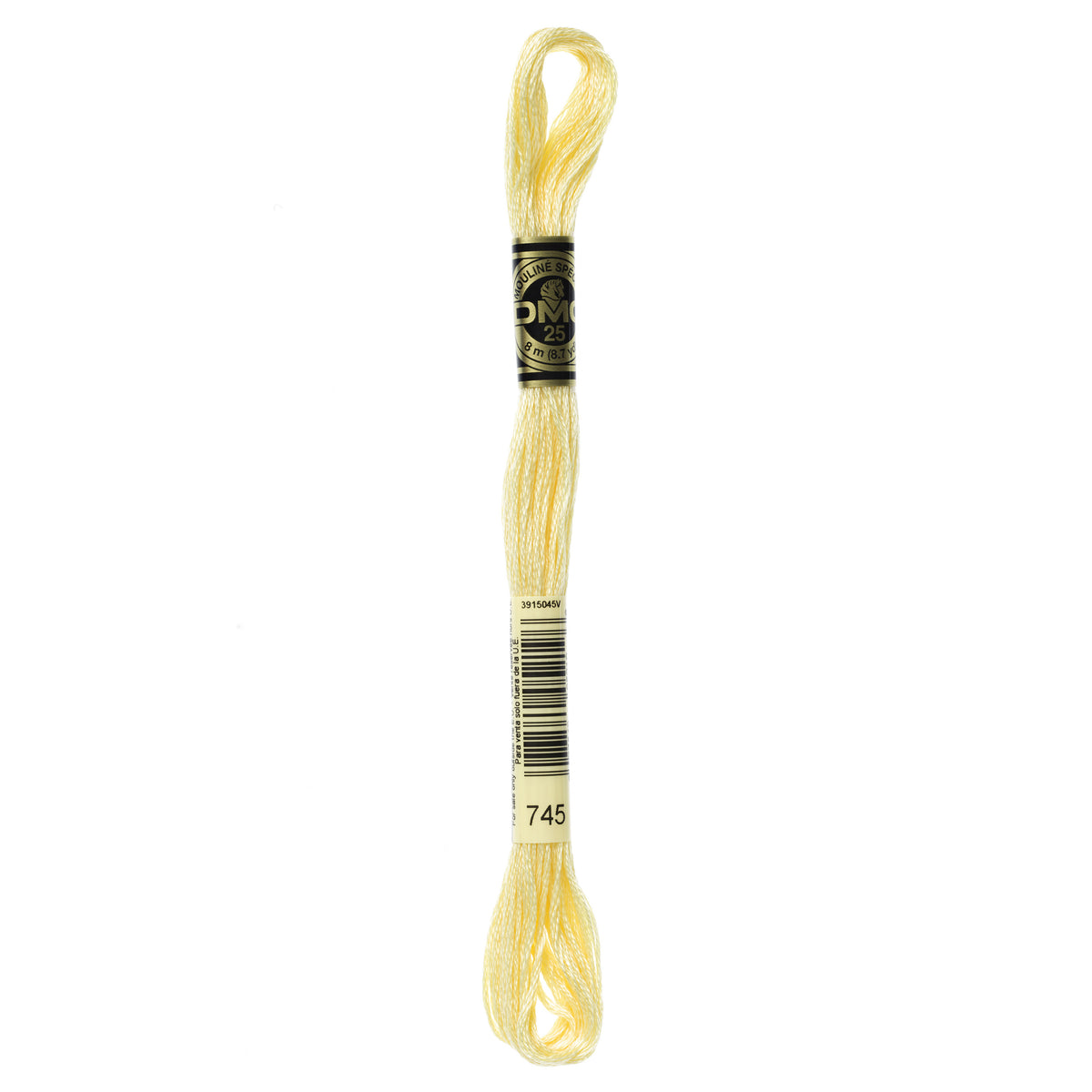 DMC Mouline 6 Strand Cotton 745 Yellow Light Pale 8m Skein