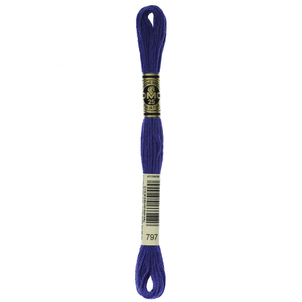 DMC Mouline 6 Strand Cotton 797 Royal Blue 8m Skein