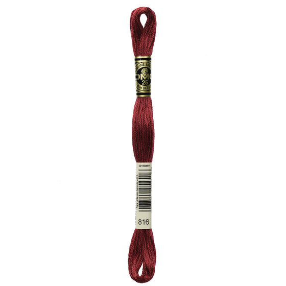 DMC Mouline 6 Strand Cotton 816 Garnet 8m Skein