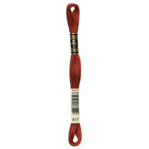 DMC Mouline 6 Strand Cotton 817 Coral Red 8m Skein