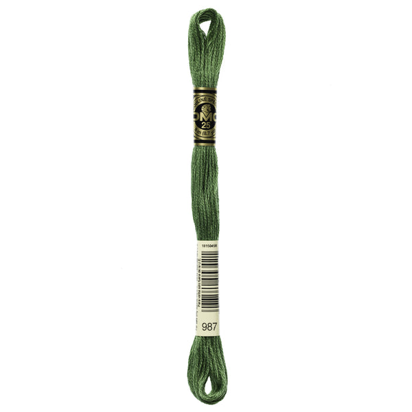 DMC Mouline 6 Strand Cotton 987 Forest Green Dark 8m Skein