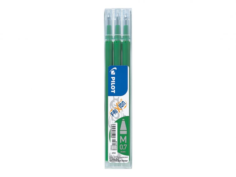 Pilot FriXion Pen Iron off Gel Pen REFILLS, Pack 3 Medium Tip, GREEN