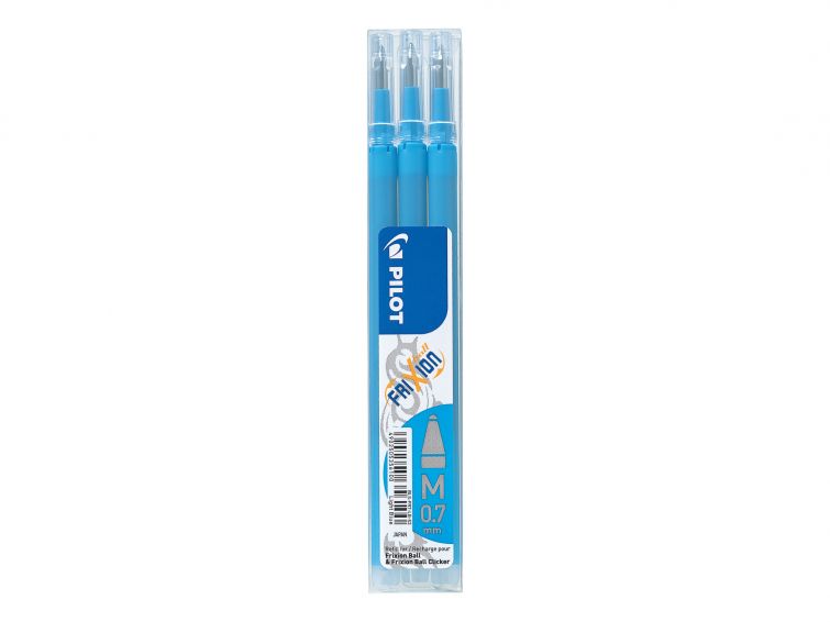 Pilot FriXion Pen Iron off Gel Pen REFILLS, Pack 3 Medium Tip, LIGHT BLUE