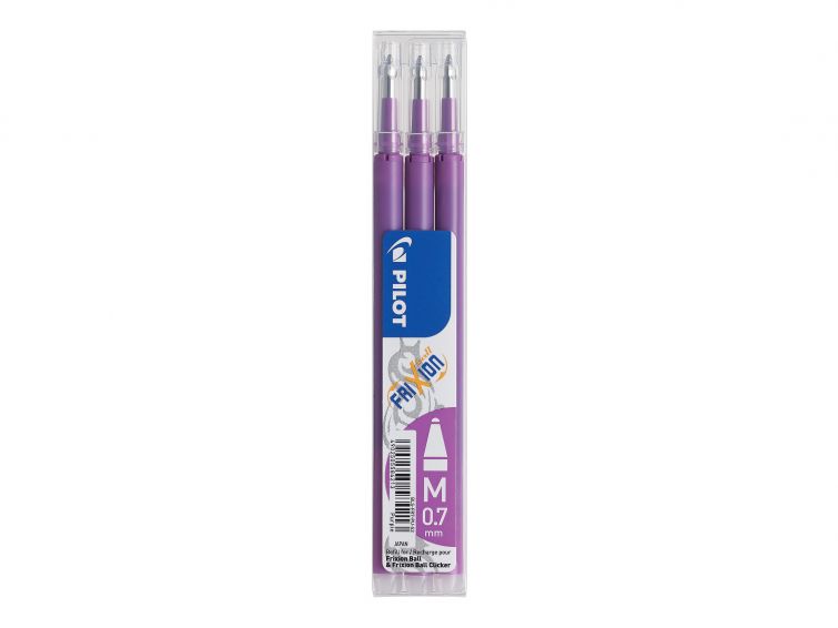 Pilot FriXion Pen Iron off Gel Pen REFILLS, Pack 3 Medium Tip, PURPLE