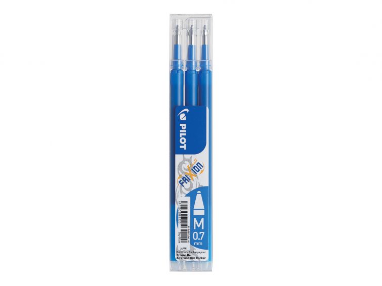 Pilot FriXion Pen Iron off Gel Pen REFILLS, Pack 3 Medium Tip, SKY BLUE