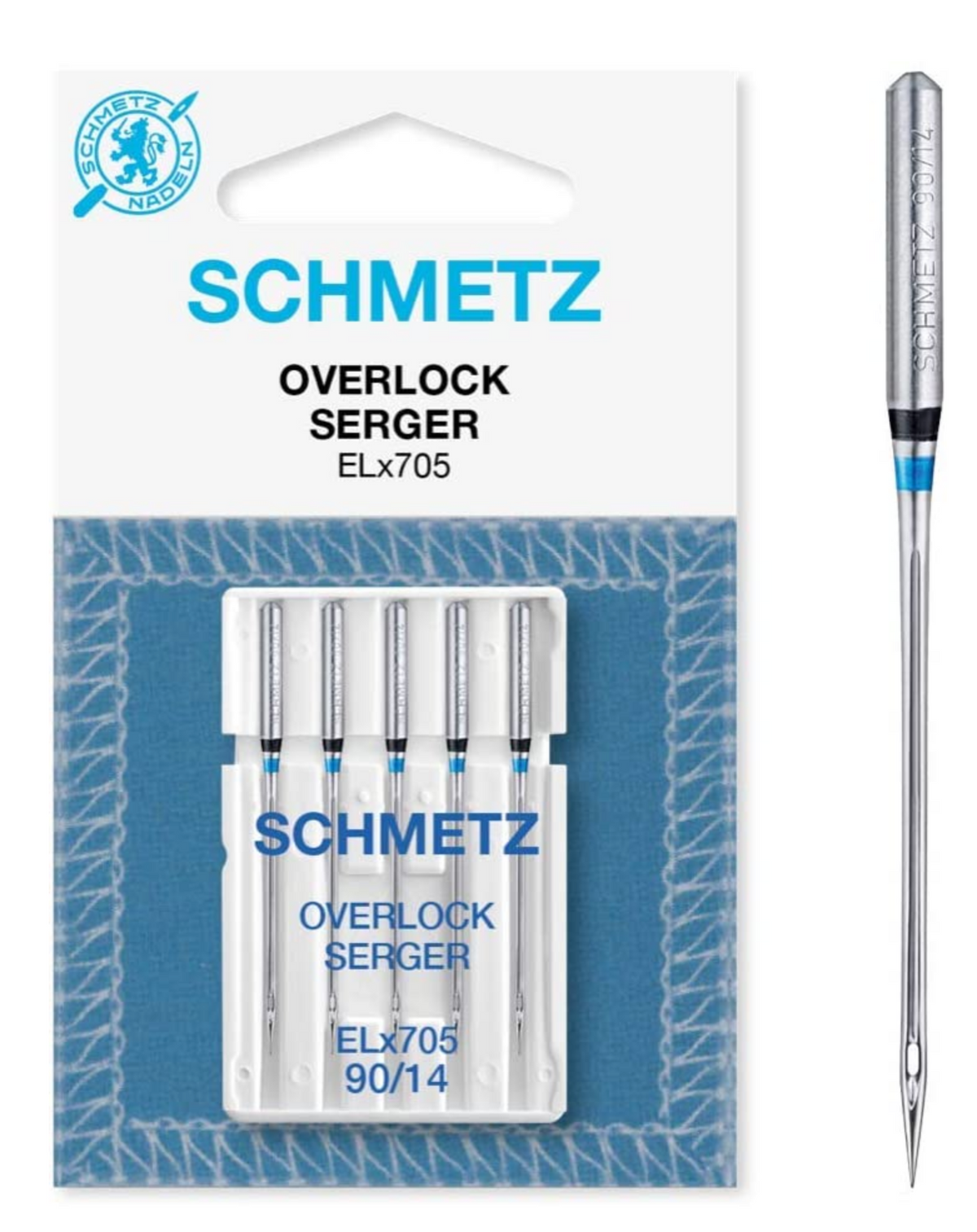 Schmetz System ELx705 Double Scarf Overlock Needles - Size 90 (14)