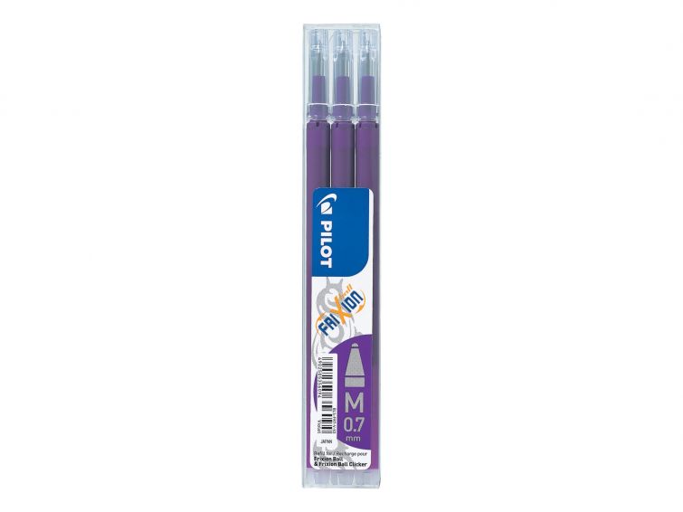 Pilot FriXion Pen Iron off Gel Pen REFILLS, Pack 3 Medium Tip, VIOLET