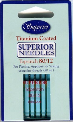 Superior Gold Titanium Topstitch Needles Size 80 (12) -  Pack 5