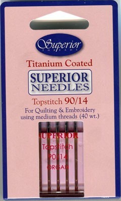 Superior Gold Titanium Topstitch Needles Size 90 (14) -  Pack 5