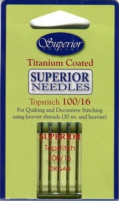 Superior Gold Titanium Topstitch Needles Size 100 (16) -  Pack 5