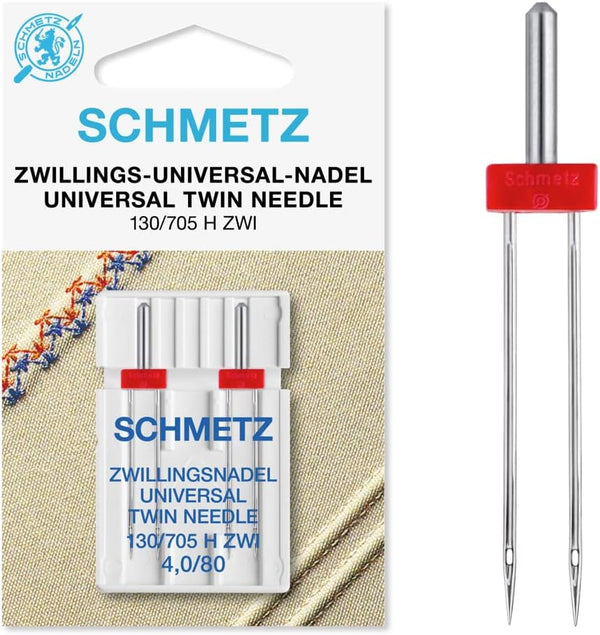 Schmetz Twin Needle - Size 80 (12) 4mm Gap