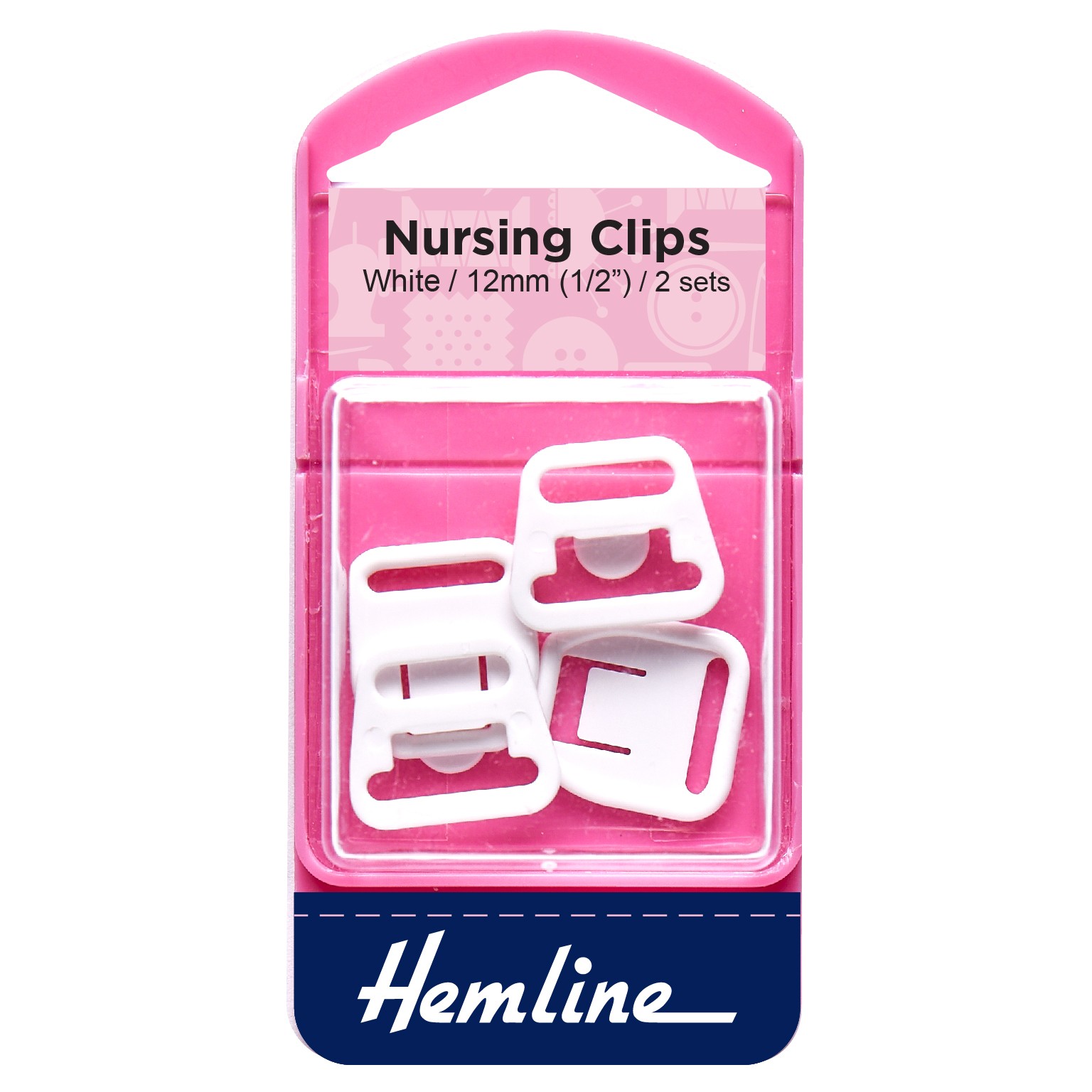 Hemline Nursing Clip 12mm 2 Sets White > Buckles & Clasps > Barnyarns Ripon  LTD