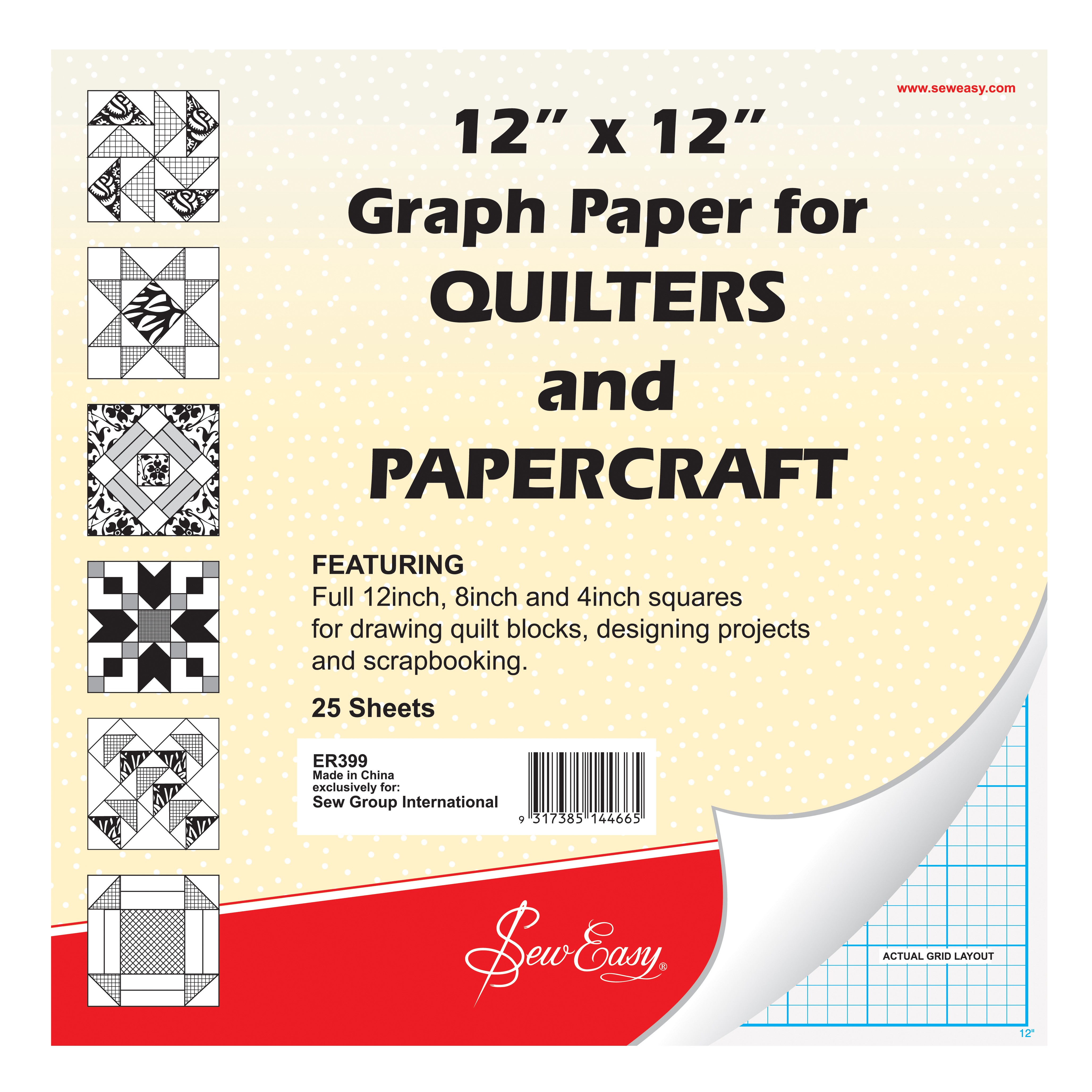 Sew Easy Quilters Graph Paper 12x12inch > Templates > Barnyarns Ripon LTD