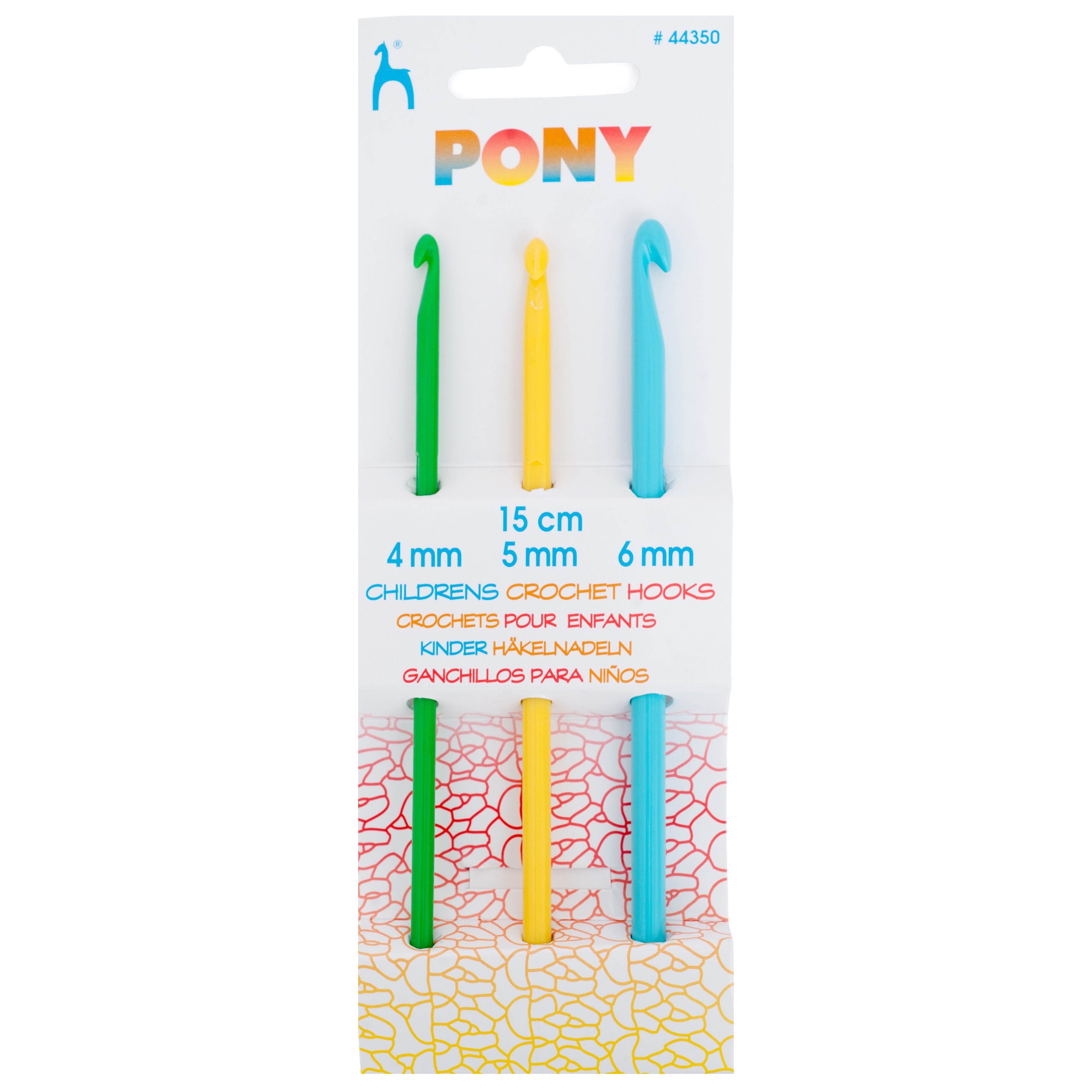 Pony Crochet Hook Set Vibrant Col 3 Asstd Sizes 4 5 & 6.00mm