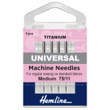 Hemline Universal Sewing Machine Needles - Pack 3 TITANIUM 75/11