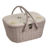 Sewing Box: Wicker Basket: Applique: Linen Be