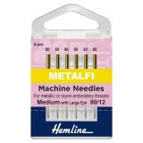 Hemline Metallic Sewing Machine Needles - Size 80/12