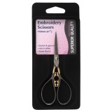 Hemline Scissors Embroidery Black/Gold 11cm/4.25in