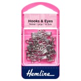 Hemline Hooks and Eyes Nickel - Size 3