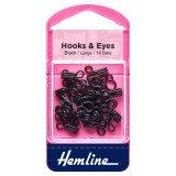 Hemline Hooks and Eyes Black - Size 3