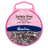 Hemline Safety Pins Value Pack of - Nickel - 100pcs