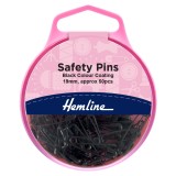 Hemline Safety Pins 19mm - Black - 50pcs