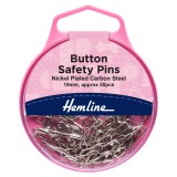 Hemline Safety Pins Button 19mm 50 Pieces Silver