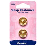 Hemline Snap Fasteners Sew-on Gold 18mm Pack of 2