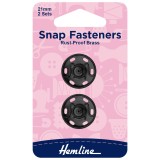 Hemline Snap Fasteners Sew-on Black 21mm Pack of of 2