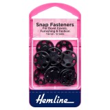 Hemline Snap Fasteners Sew-on Black (Plastic) 15mm Pack of of 6