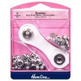 Hemline Eyelets Starter Kit 5.5mm Nickel/Silver (D) 40 Pieces