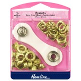 Hemline Eyelets Starter Kit 8.7mm Gold (E) 24 Pieces