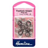 Hemline Fashion Snaps Black - Ring Top, 11mm - 6 Sets