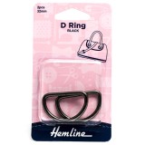 Hemline D Ring 32mm Nickel Black 2 Pieces