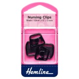 Hemline Nursing Clip 12mm 2 Sets Black