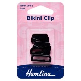 Hemline Bikini Clip Black - 19mm